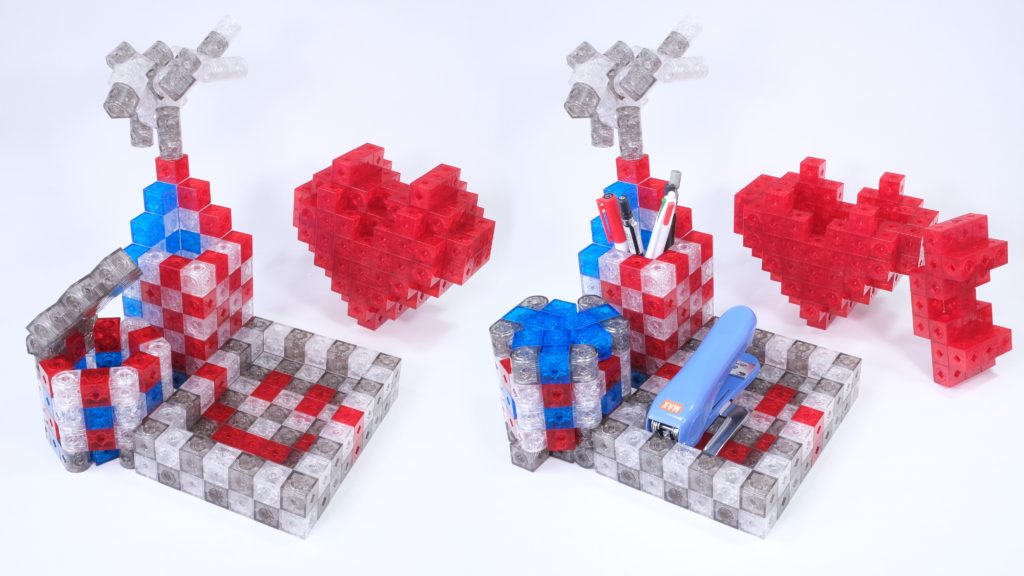 Heart Shape Box and Pen Holder (with hexagonal prism upside down)