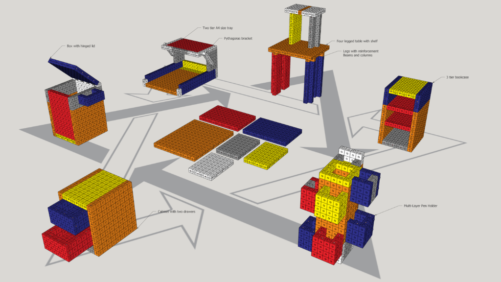 Remodel example of six different assemblied objects (about 528 pcs)